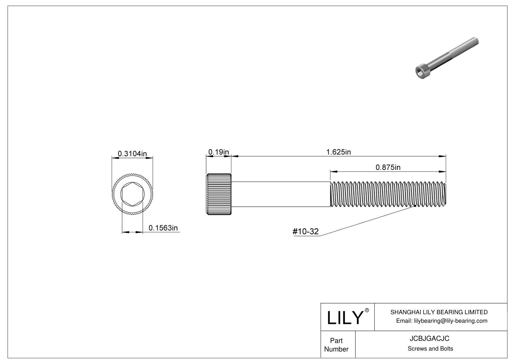 JCBJGACJC 18-8 Stainless Steel Socket Head Screws cad drawing