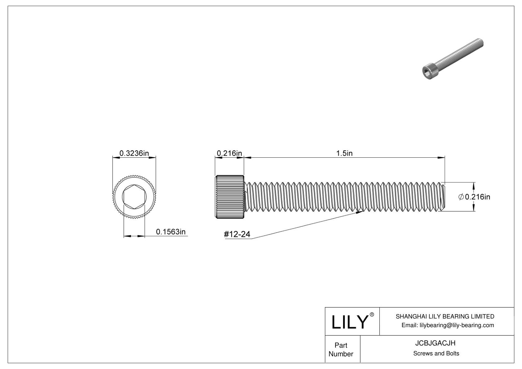 JCBJGACJH 18-8 Stainless Steel Socket Head Screws cad drawing