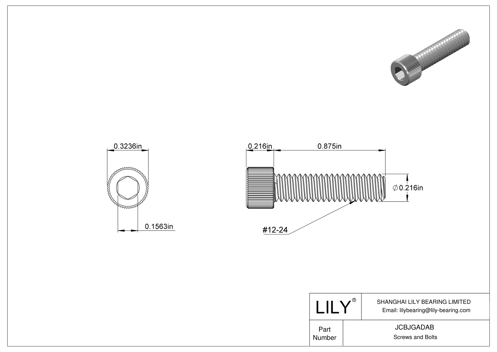 JCBJGADAB 18-8 Stainless Steel Socket Head Screws cad drawing