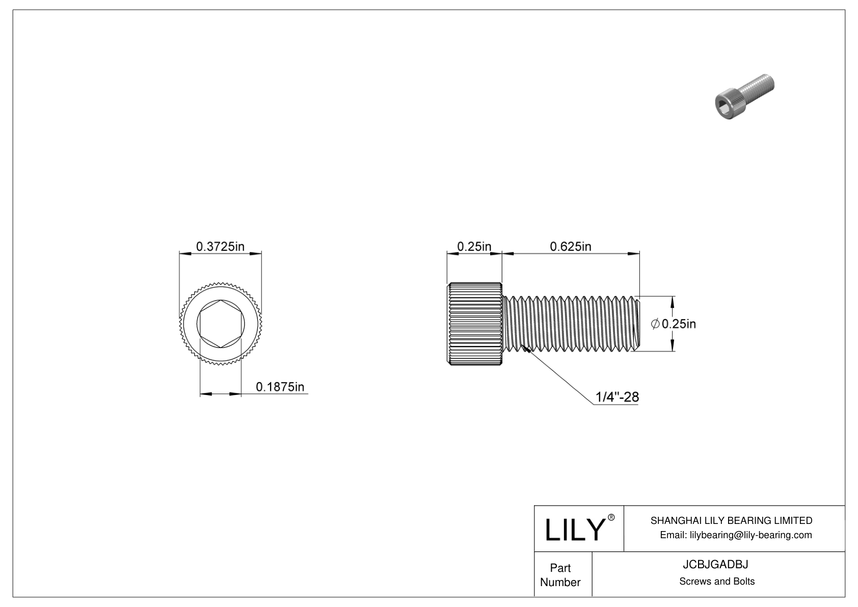 JCBJGADBJ 18-8 Stainless Steel Socket Head Screws cad drawing