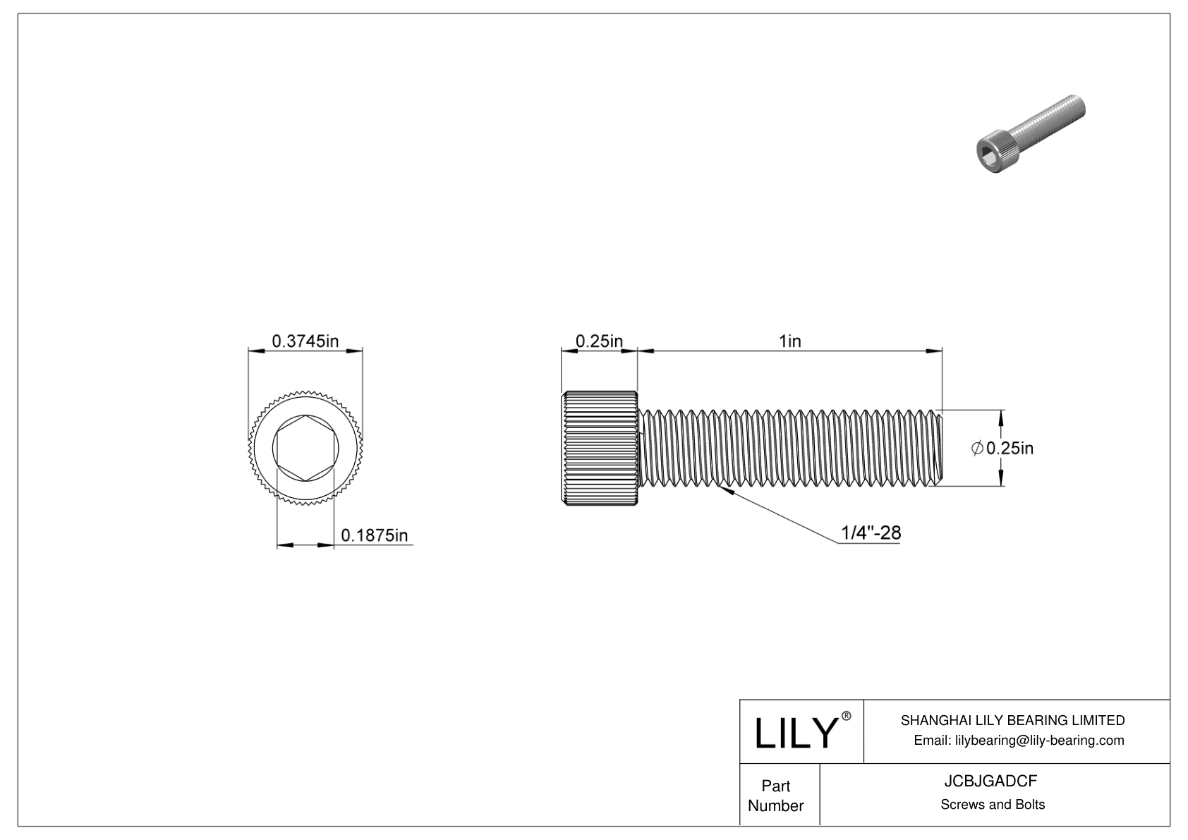 JCBJGADCF Tornillos de cabeza cilíndrica de acero inoxidable 18-8 cad drawing