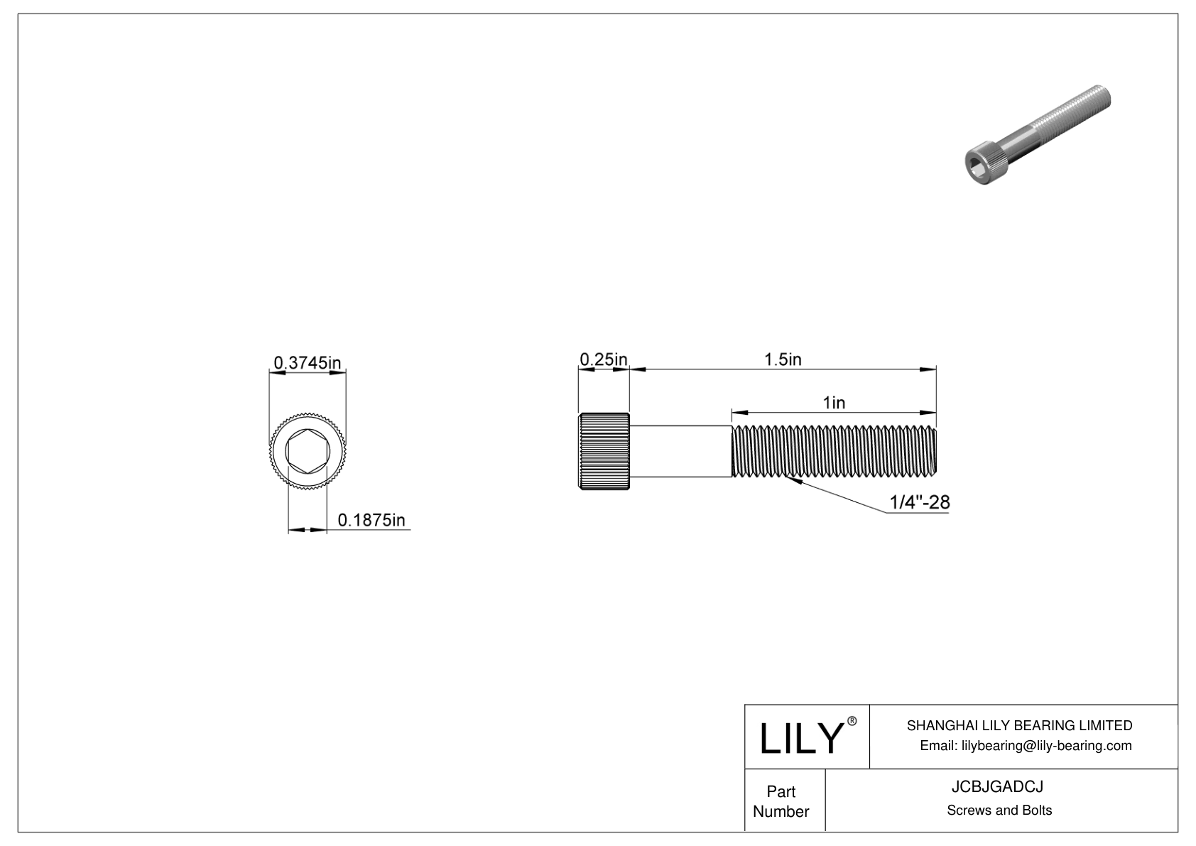 JCBJGADCJ Tornillos de cabeza cilíndrica de acero inoxidable 18-8 cad drawing