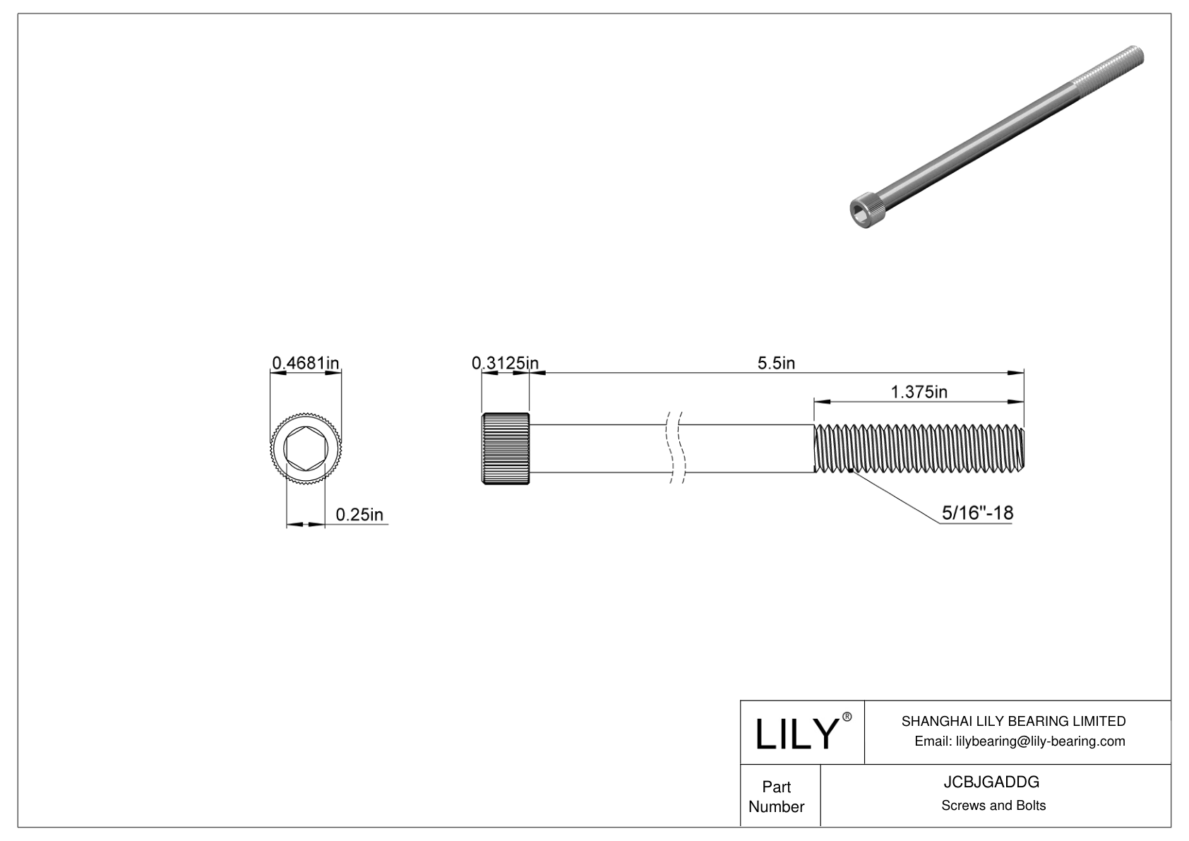 JCBJGADDG 18-8 Stainless Steel Socket Head Screws cad drawing