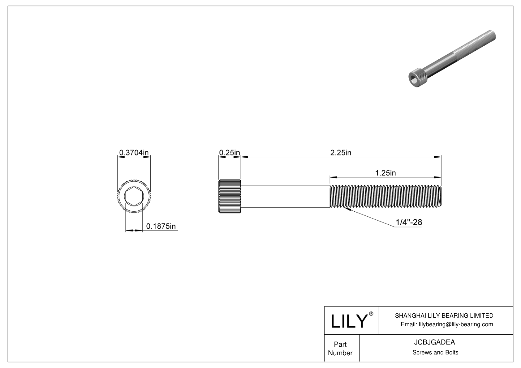 JCBJGADEA 18-8 Stainless Steel Socket Head Screws cad drawing