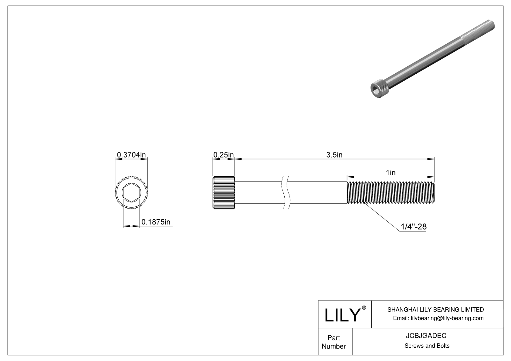 JCBJGADEC 18-8 Stainless Steel Socket Head Screws cad drawing