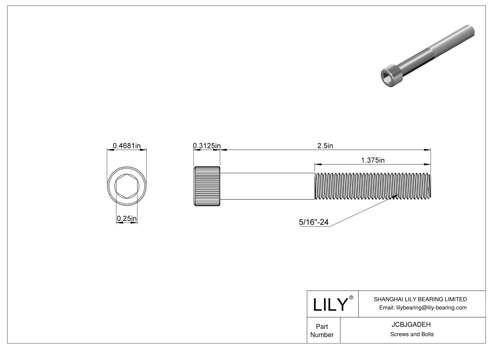 JCBJGADEH 18-8 Stainless Steel Socket Head Screws cad drawing