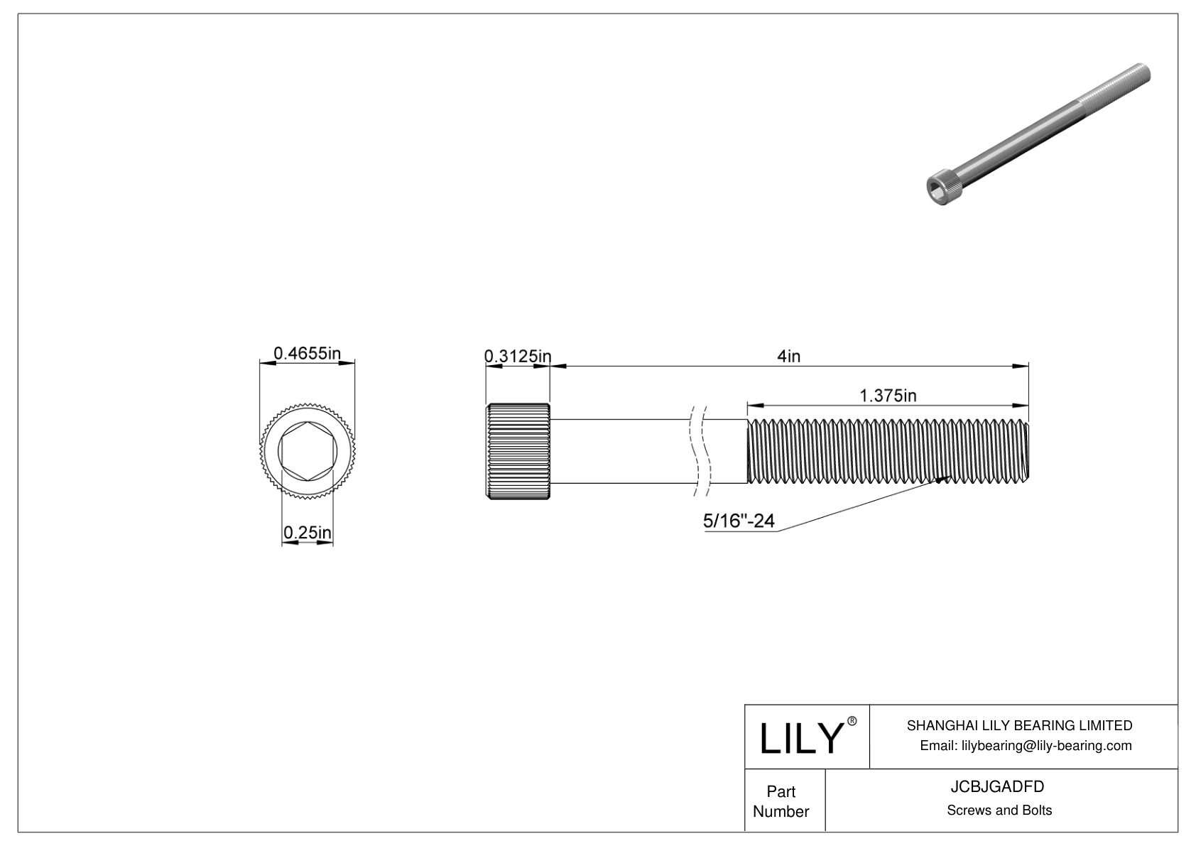 JCBJGADFD 18-8 Stainless Steel Socket Head Screws cad drawing