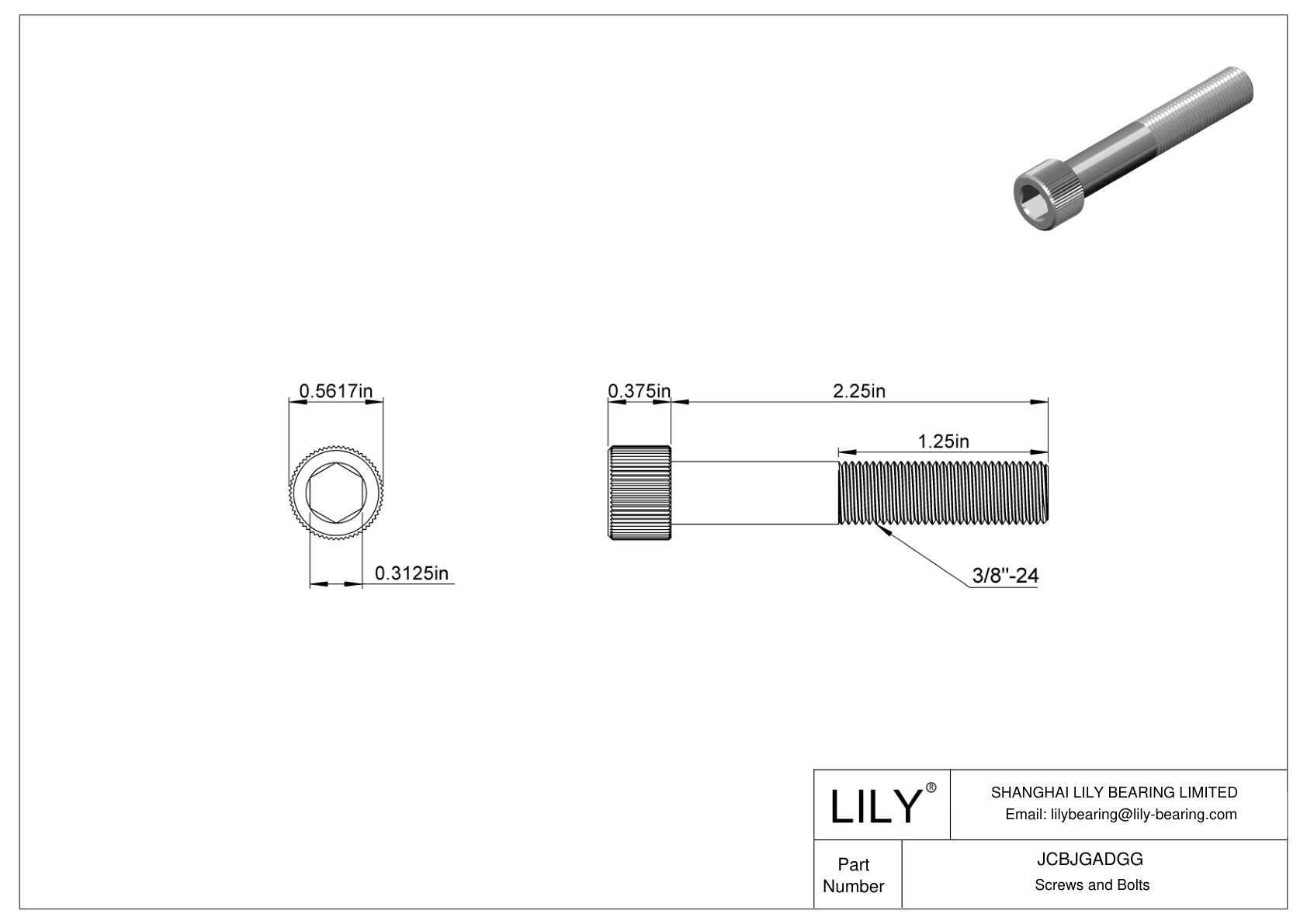 JCBJGADGG 18-8 Stainless Steel Socket Head Screws cad drawing