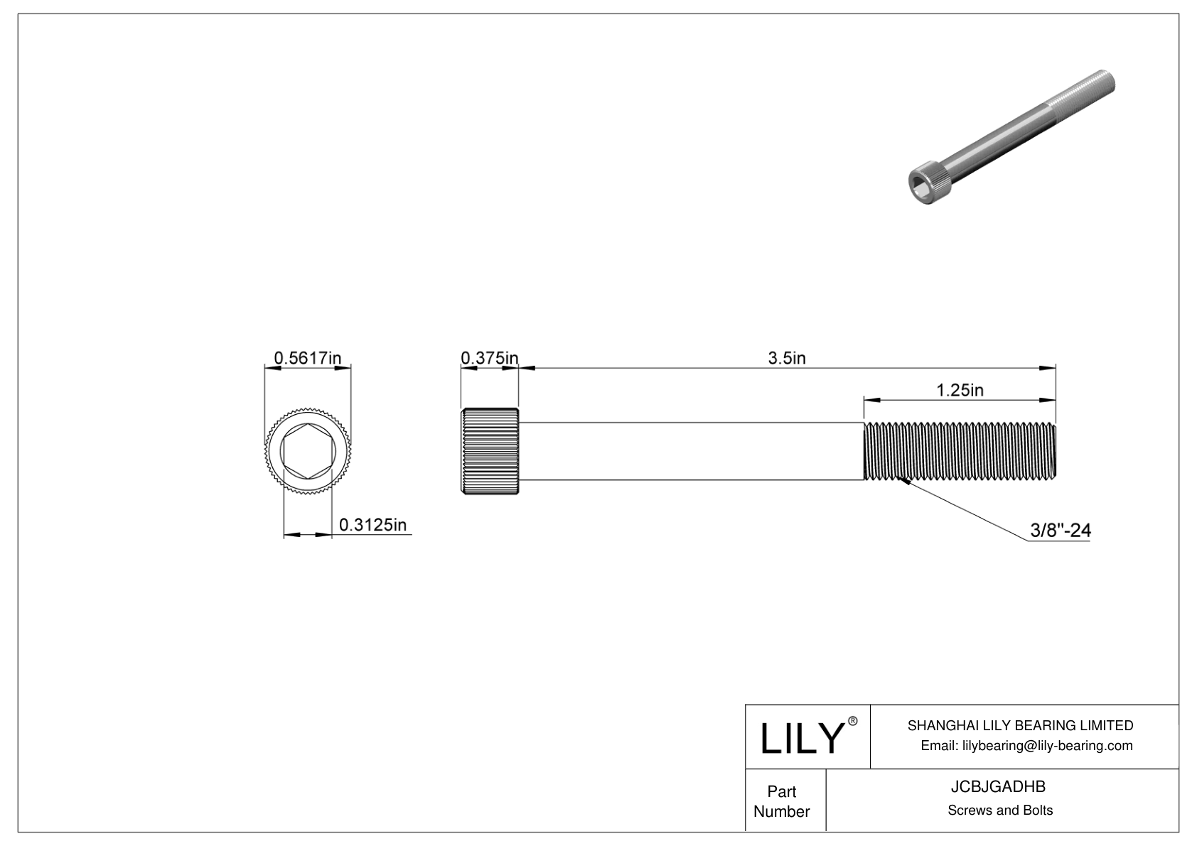 JCBJGADHB 18-8 Stainless Steel Socket Head Screws cad drawing