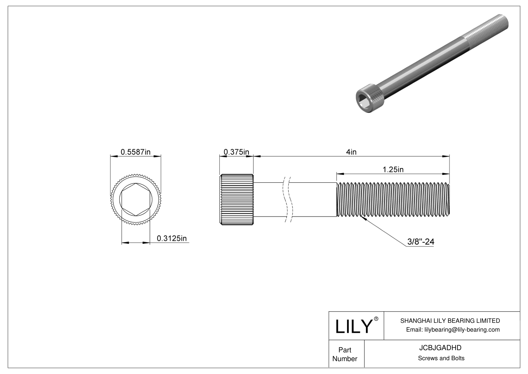 JCBJGADHD 18-8 Stainless Steel Socket Head Screws cad drawing