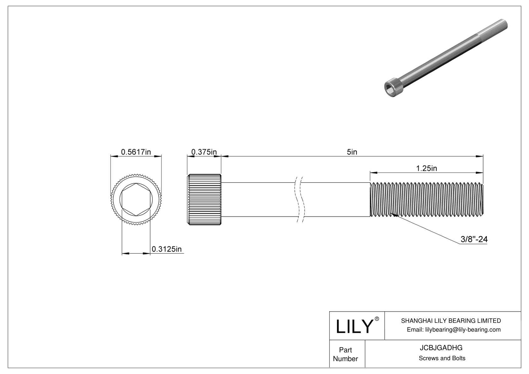 JCBJGADHG 18-8 Stainless Steel Socket Head Screws cad drawing