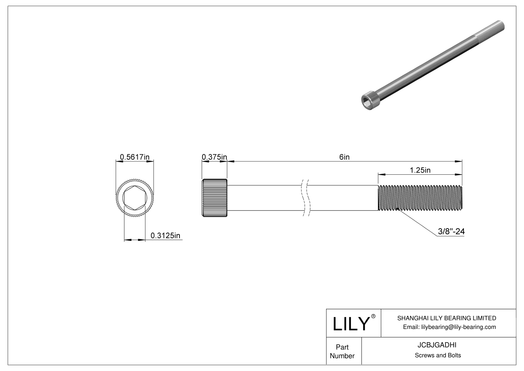 JCBJGADHI 18-8 Stainless Steel Socket Head Screws cad drawing