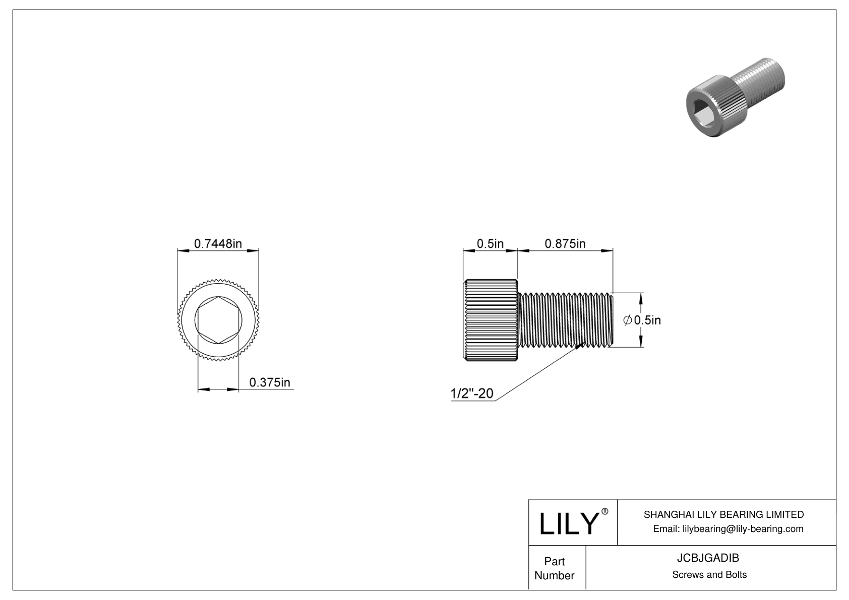 JCBJGADIB 18-8 Stainless Steel Socket Head Screws cad drawing