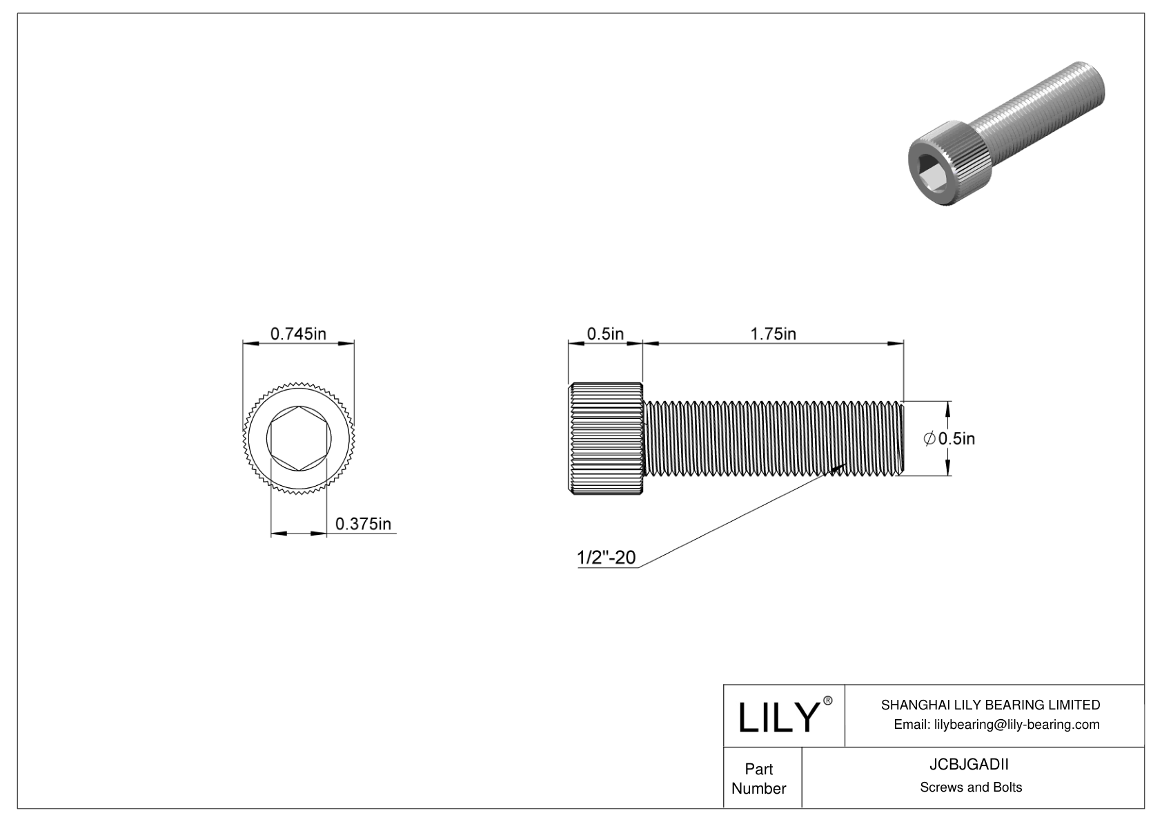 JCBJGADII Tornillos de cabeza cilíndrica de acero inoxidable 18-8 cad drawing