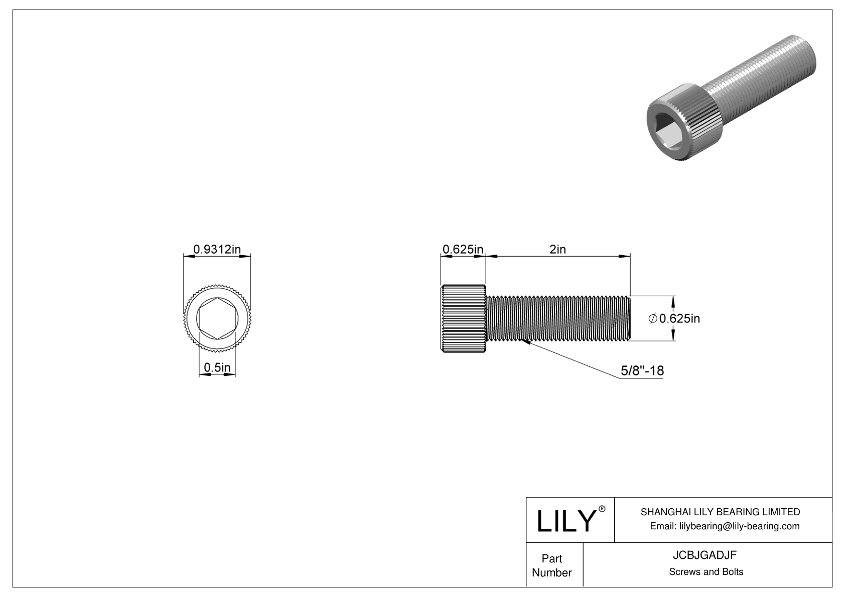 JCBJGADJF 18-8 Stainless Steel Socket Head Screws cad drawing