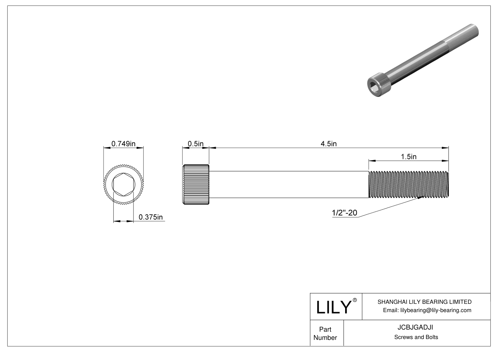 JCBJGADJI Tornillos de cabeza cilíndrica de acero inoxidable 18-8 cad drawing