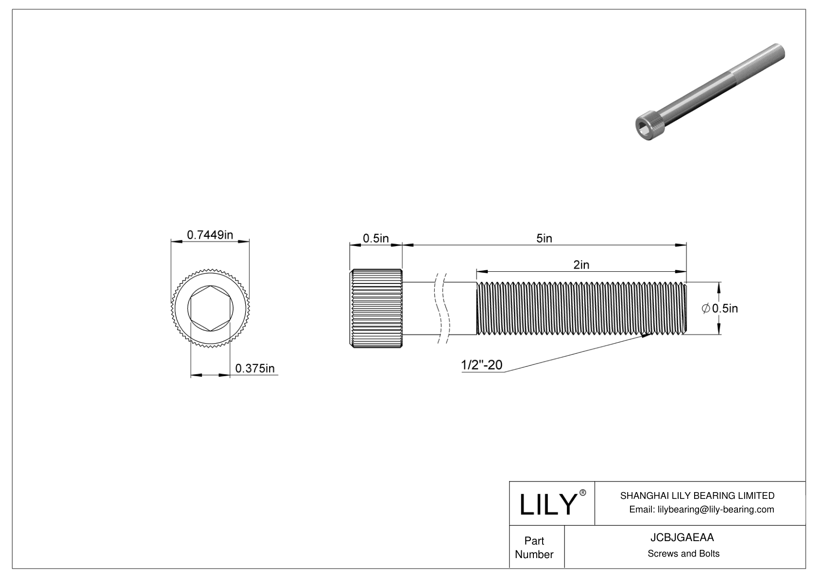 JCBJGAEAA 18-8 Stainless Steel Socket Head Screws cad drawing