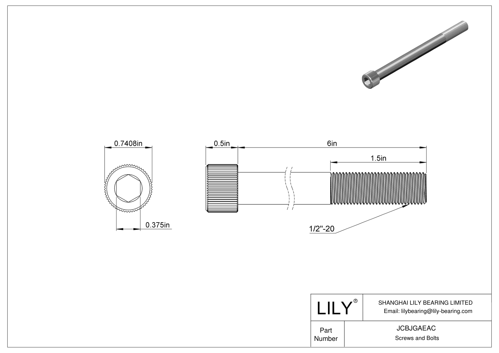 JCBJGAEAC Tornillos de cabeza cilíndrica de acero inoxidable 18-8 cad drawing