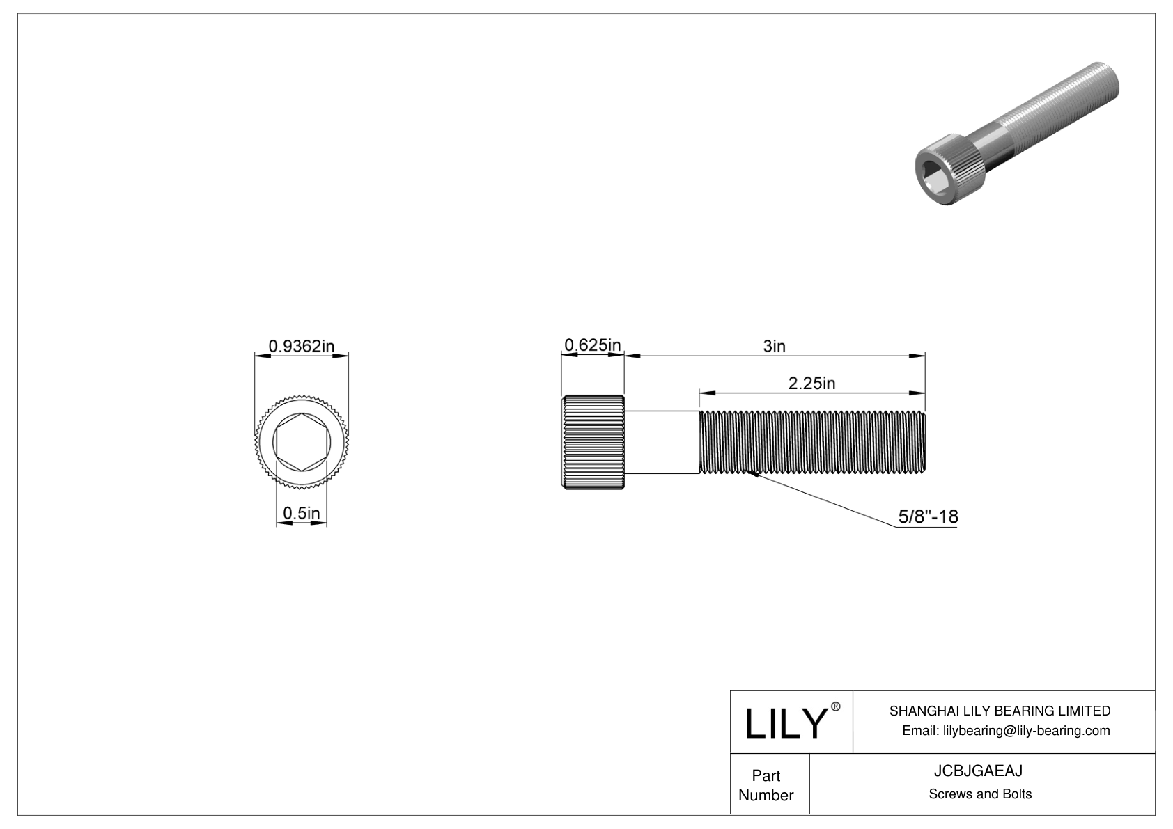 JCBJGAEAJ 18-8 Stainless Steel Socket Head Screws cad drawing