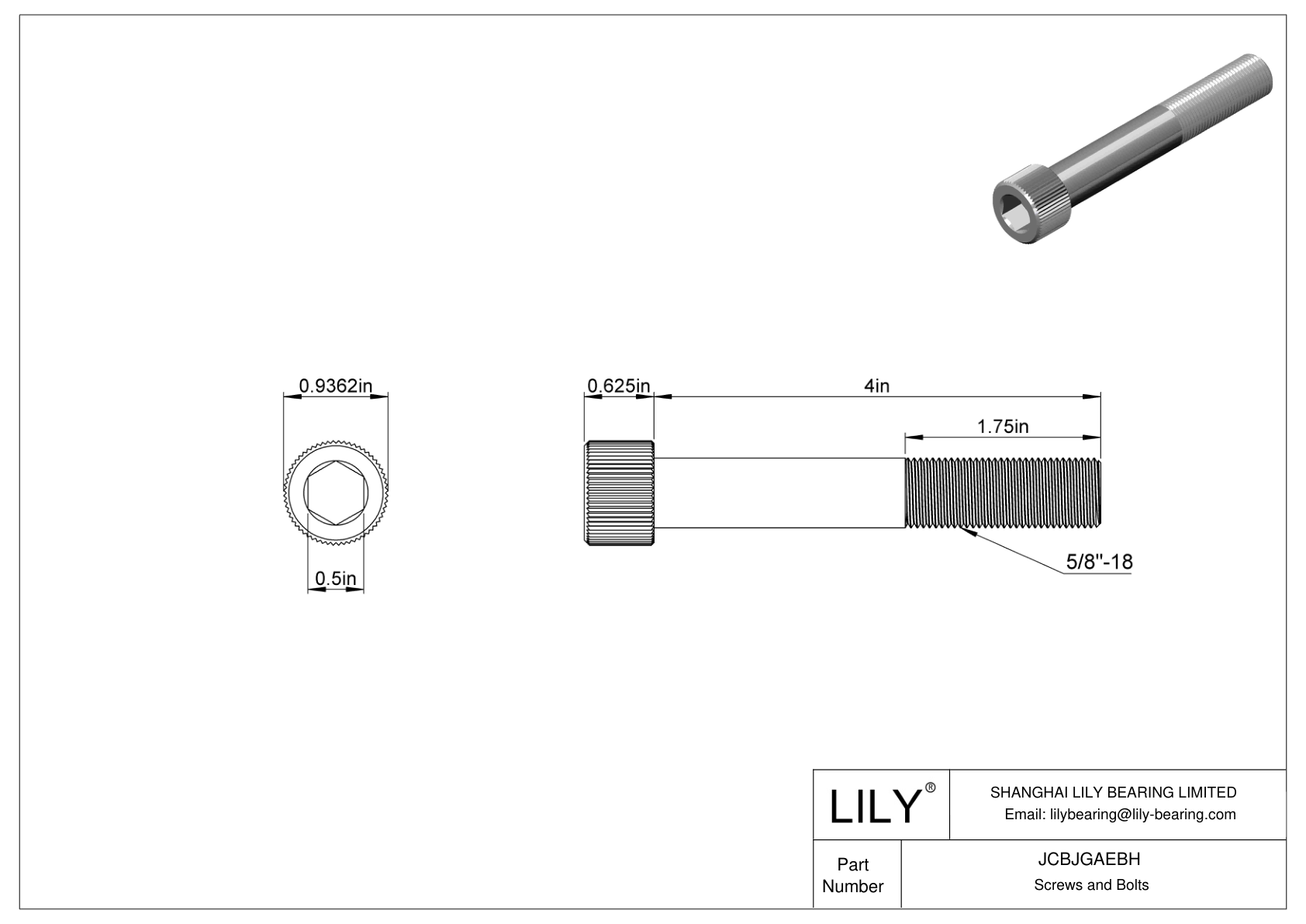 JCBJGAEBH Tornillos de cabeza cilíndrica de acero inoxidable 18-8 cad drawing