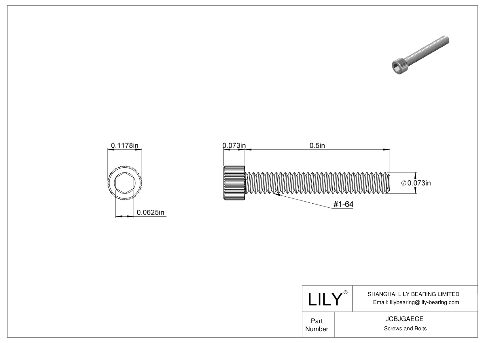 JCBJGAECE 18-8 Stainless Steel Socket Head Screws cad drawing