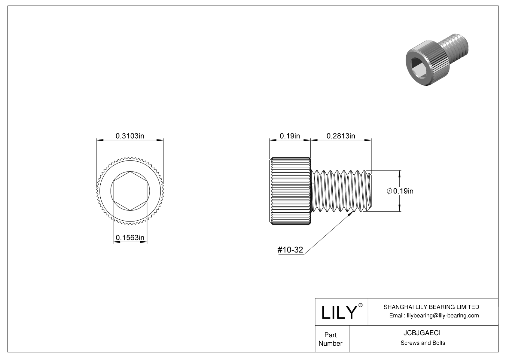 JCBJGAECI Tornillos de cabeza cilíndrica de acero inoxidable 18-8 cad drawing