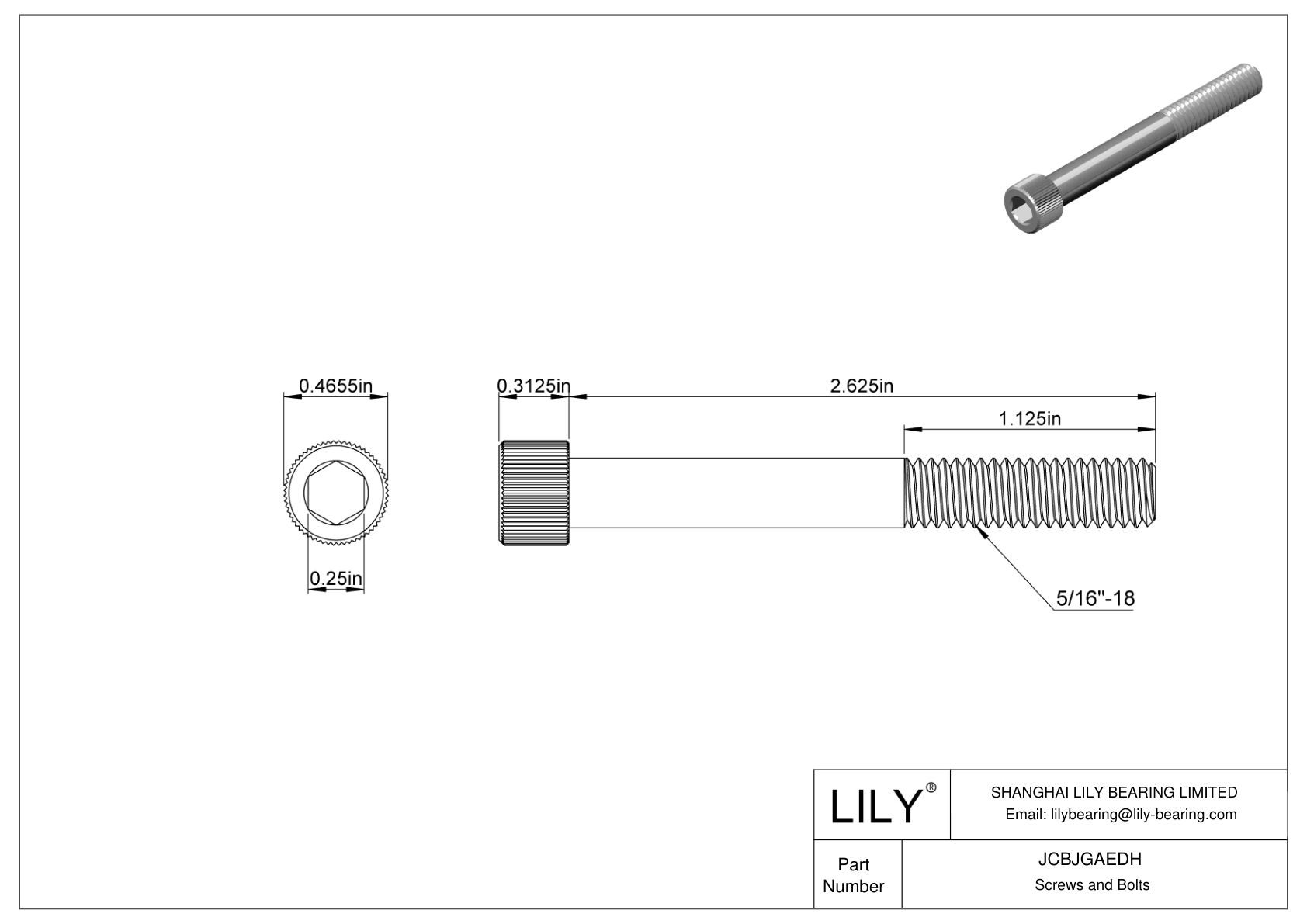 JCBJGAEDH 18-8 Stainless Steel Socket Head Screws cad drawing