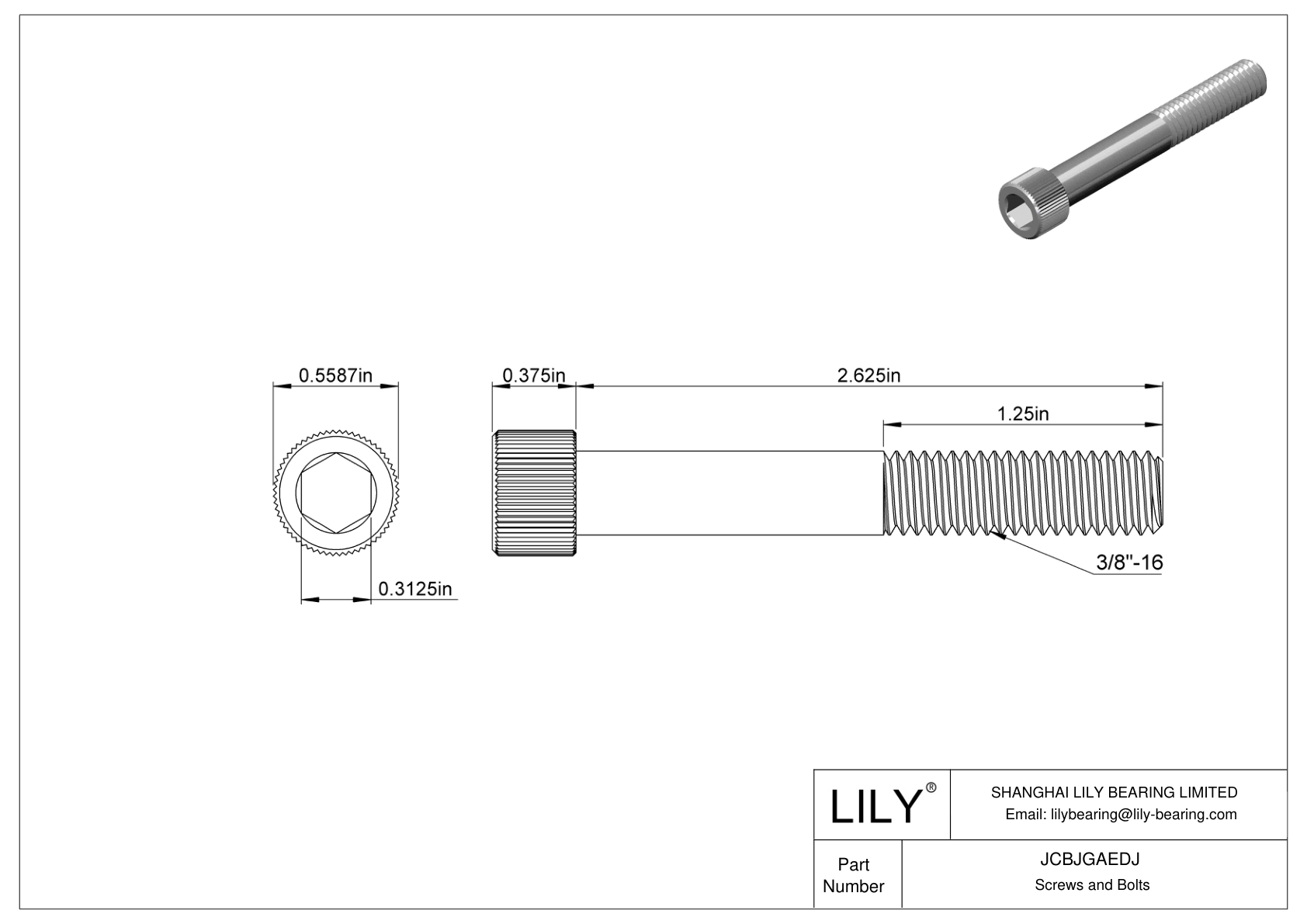 JCBJGAEDJ 18-8 Stainless Steel Socket Head Screws cad drawing