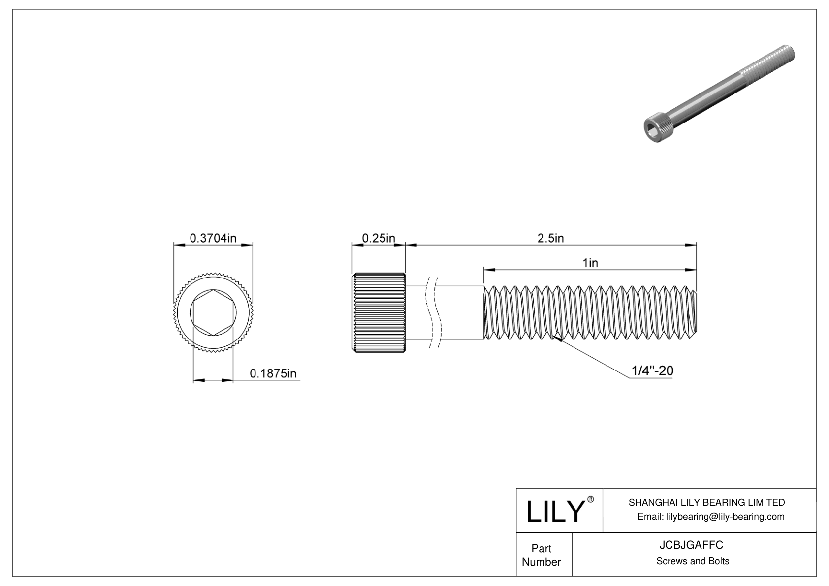 JCBJGAFFC 18-8 Stainless Steel Socket Head Screws cad drawing