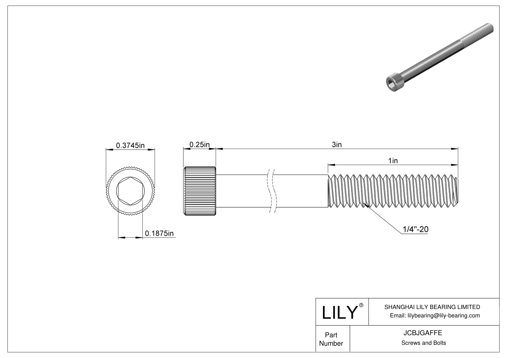 JCBJGAFFE 18-8 Stainless Steel Socket Head Screws cad drawing