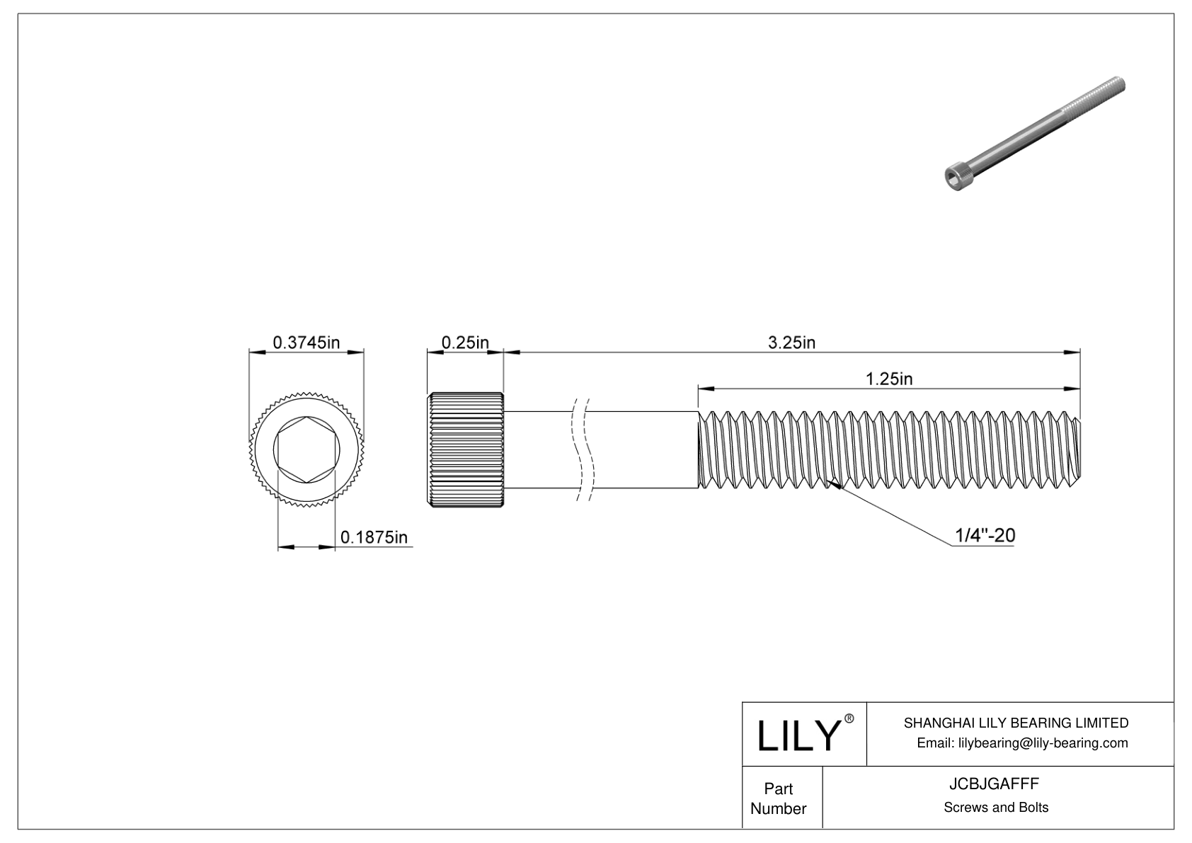 JCBJGAFFF 18-8 Stainless Steel Socket Head Screws cad drawing