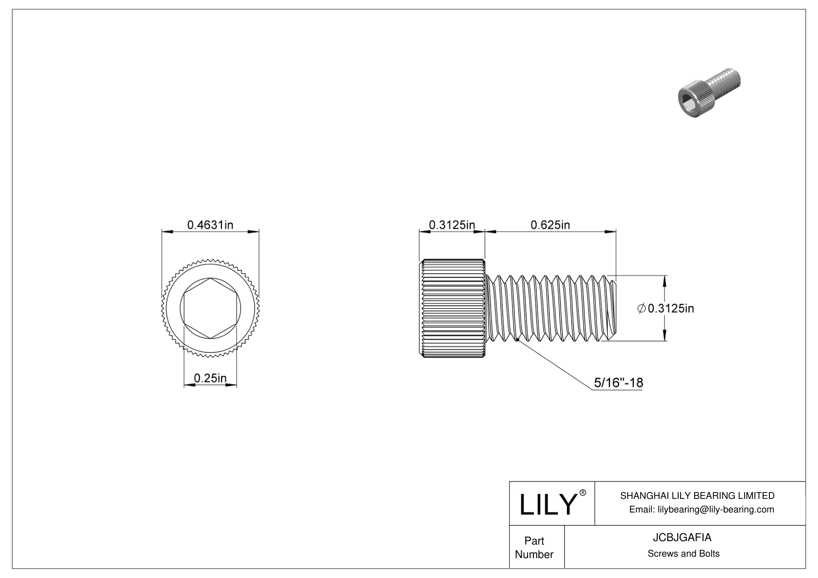 JCBJGAFIA 18-8 Stainless Steel Socket Head Screws cad drawing