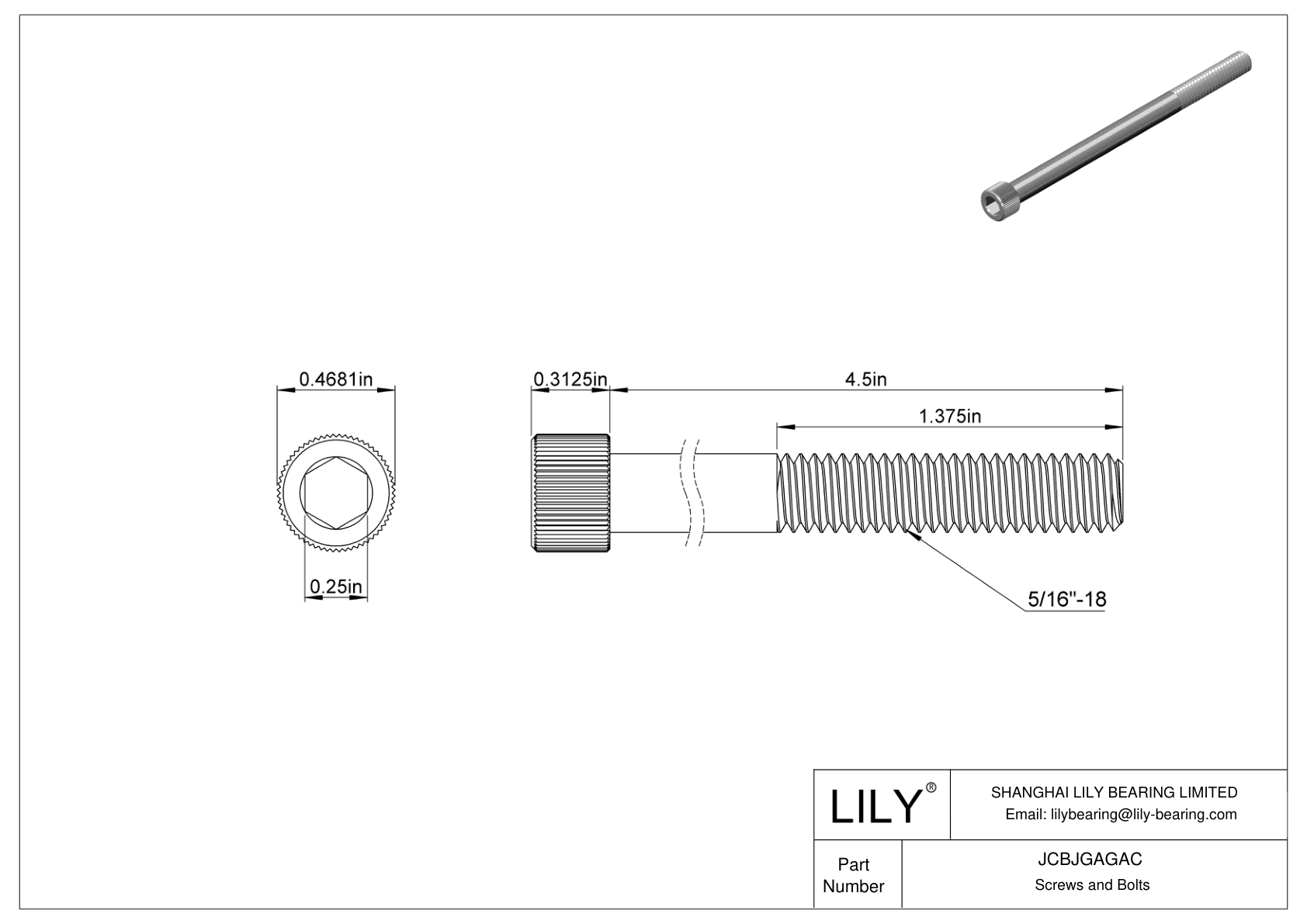 JCBJGAGAC Tornillos de cabeza cilíndrica de acero inoxidable 18-8 cad drawing