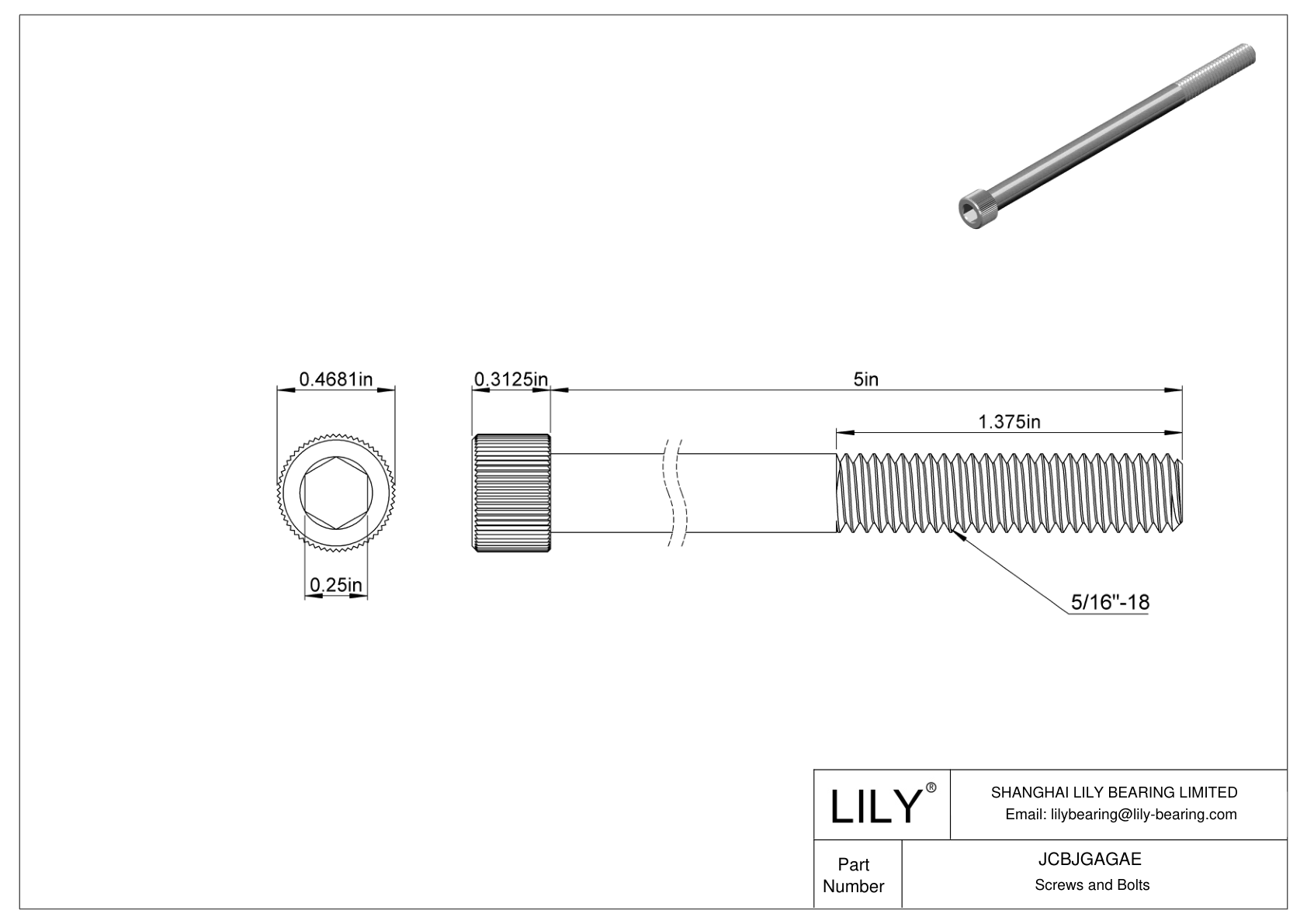 JCBJGAGAE 18-8 Stainless Steel Socket Head Screws cad drawing