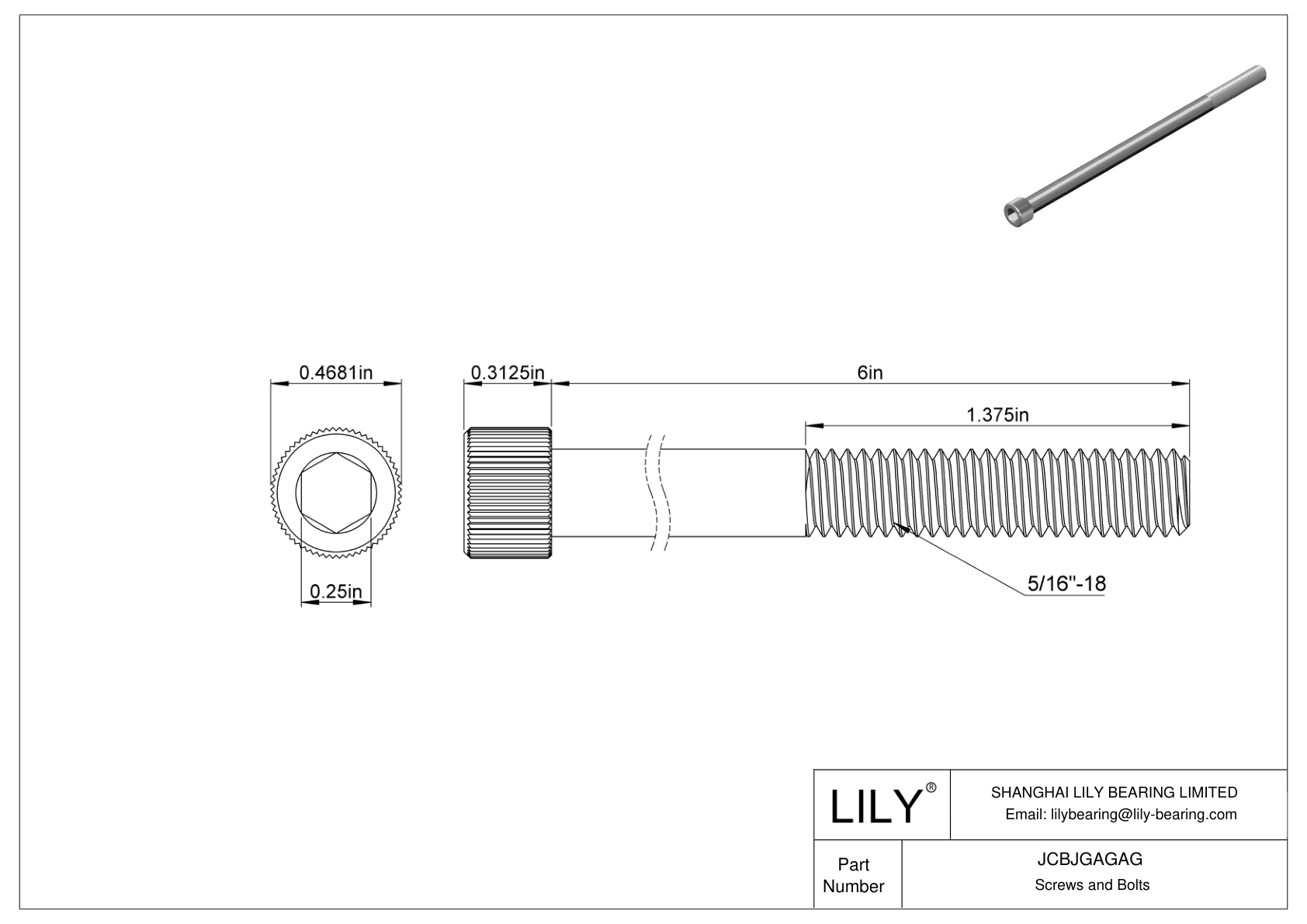 JCBJGAGAG 18-8 Stainless Steel Socket Head Screws cad drawing