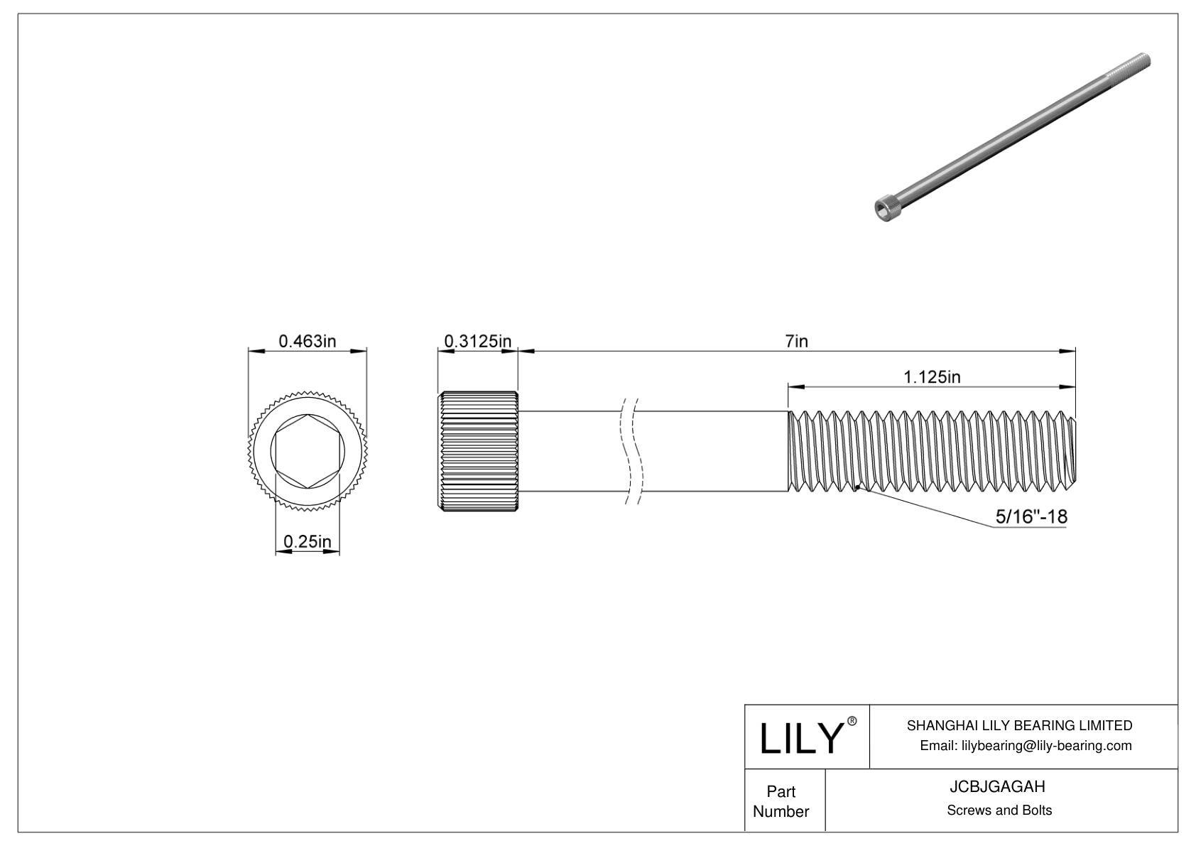 JCBJGAGAH 18-8 Stainless Steel Socket Head Screws cad drawing