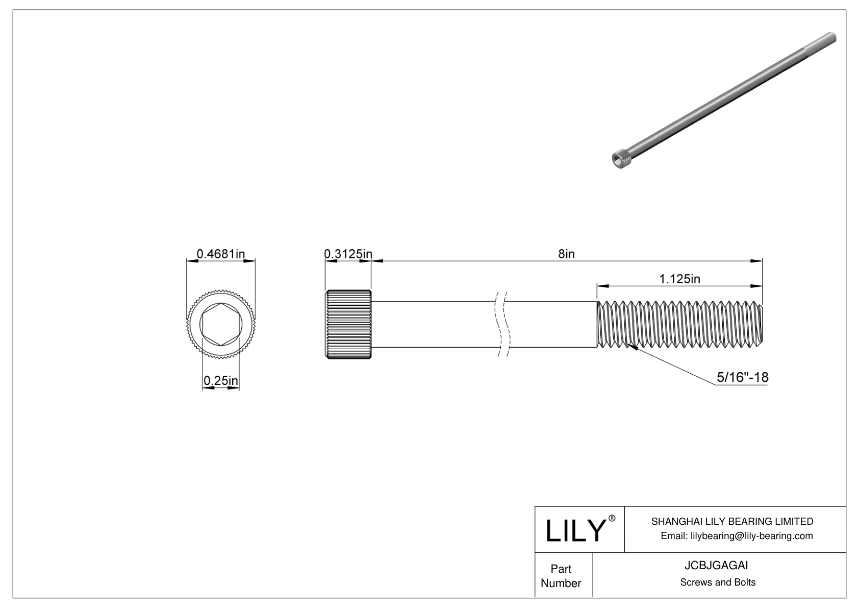 JCBJGAGAI 18-8 Stainless Steel Socket Head Screws cad drawing