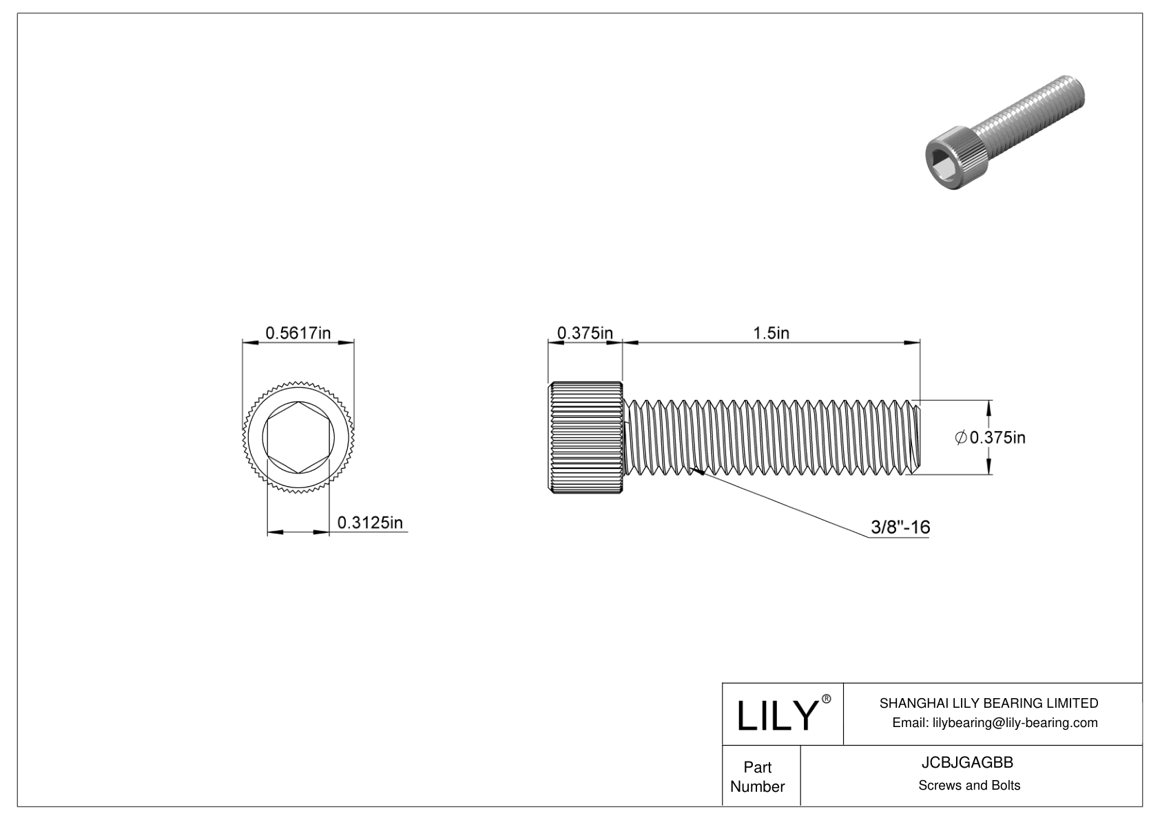 JCBJGAGBB Tornillos de cabeza cilíndrica de acero inoxidable 18-8 cad drawing