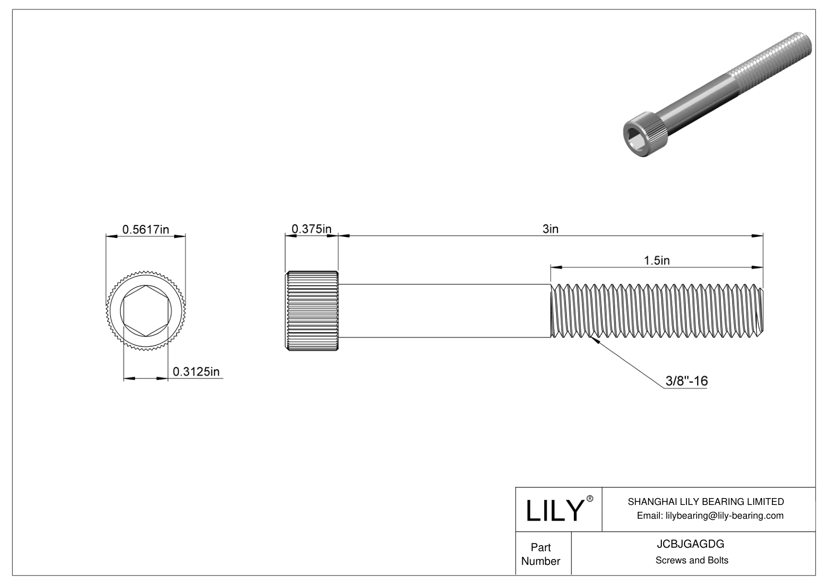 JCBJGAGDG 18-8 Stainless Steel Socket Head Screws cad drawing