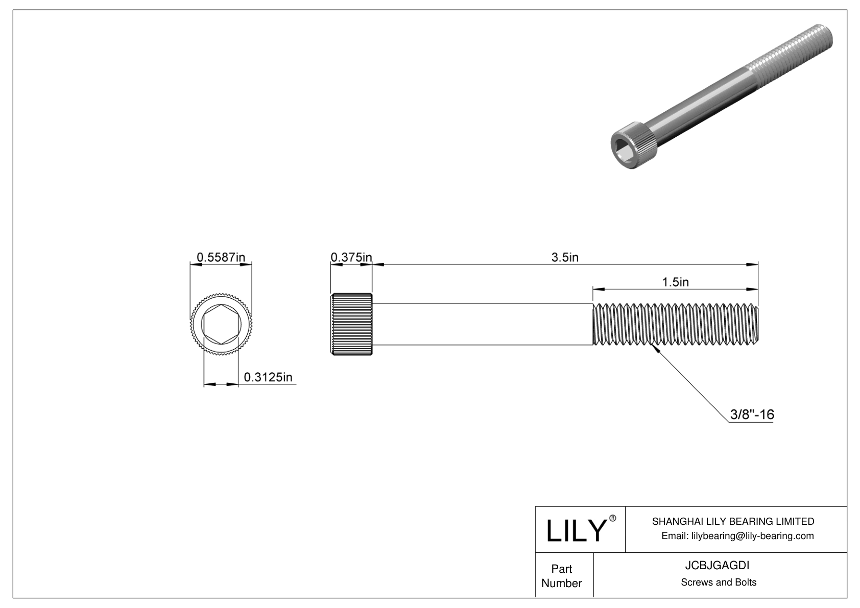 JCBJGAGDI 18-8 Stainless Steel Socket Head Screws cad drawing