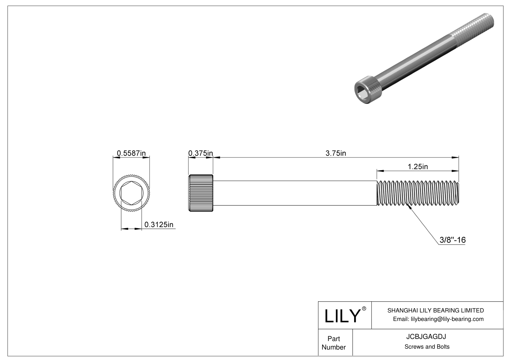 JCBJGAGDJ 18-8 Stainless Steel Socket Head Screws cad drawing