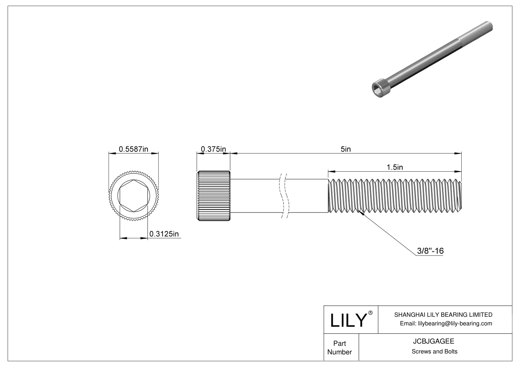 JCBJGAGEE 18-8 不锈钢内六角螺钉 cad drawing