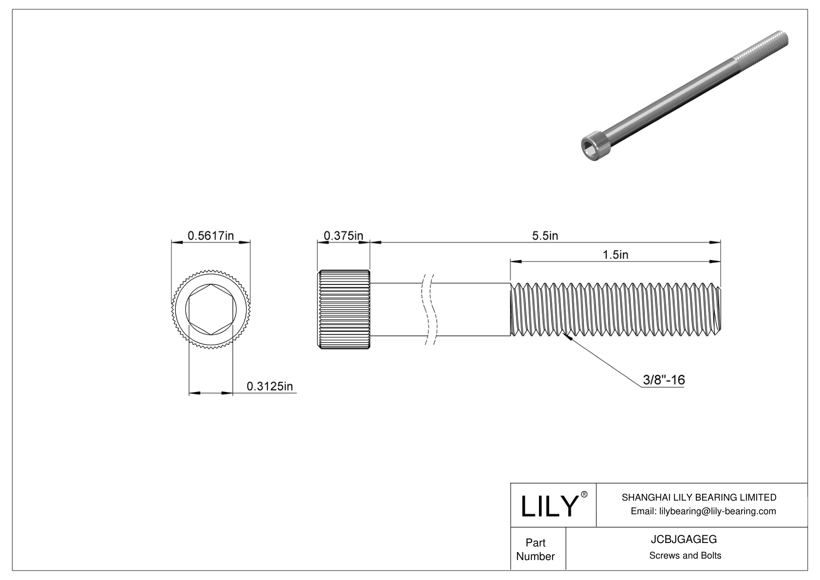 JCBJGAGEG 18-8 Stainless Steel Socket Head Screws cad drawing