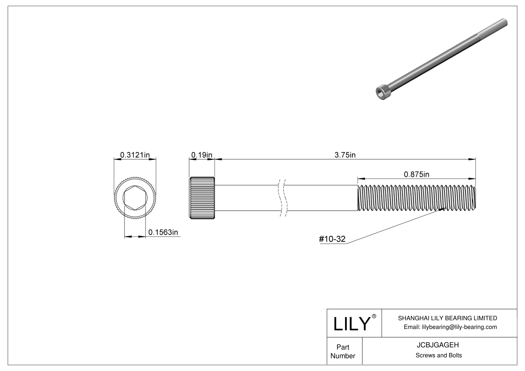 JCBJGAGEH Tornillos de cabeza cilíndrica de acero inoxidable 18-8 cad drawing