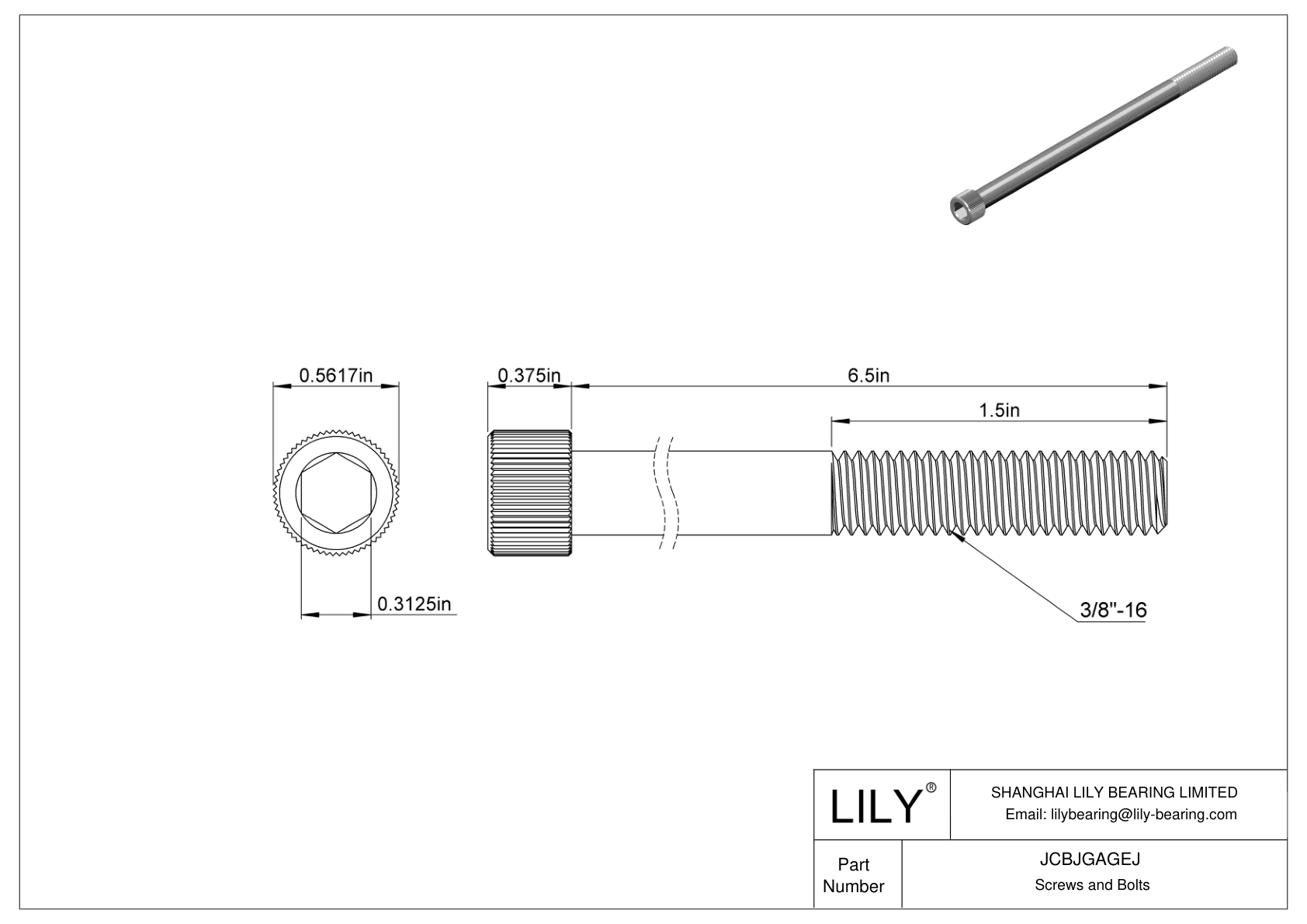 JCBJGAGEJ 18-8 Stainless Steel Socket Head Screws cad drawing