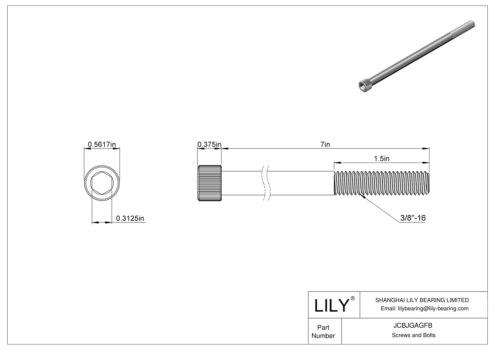 JCBJGAGFB Tornillos de cabeza cilíndrica de acero inoxidable 18-8 cad drawing