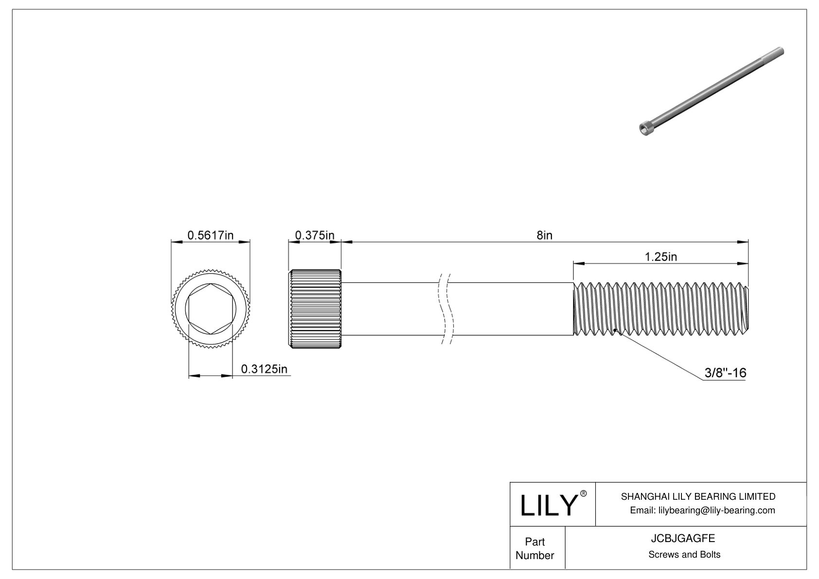 JCBJGAGFE 18-8 Stainless Steel Socket Head Screws cad drawing