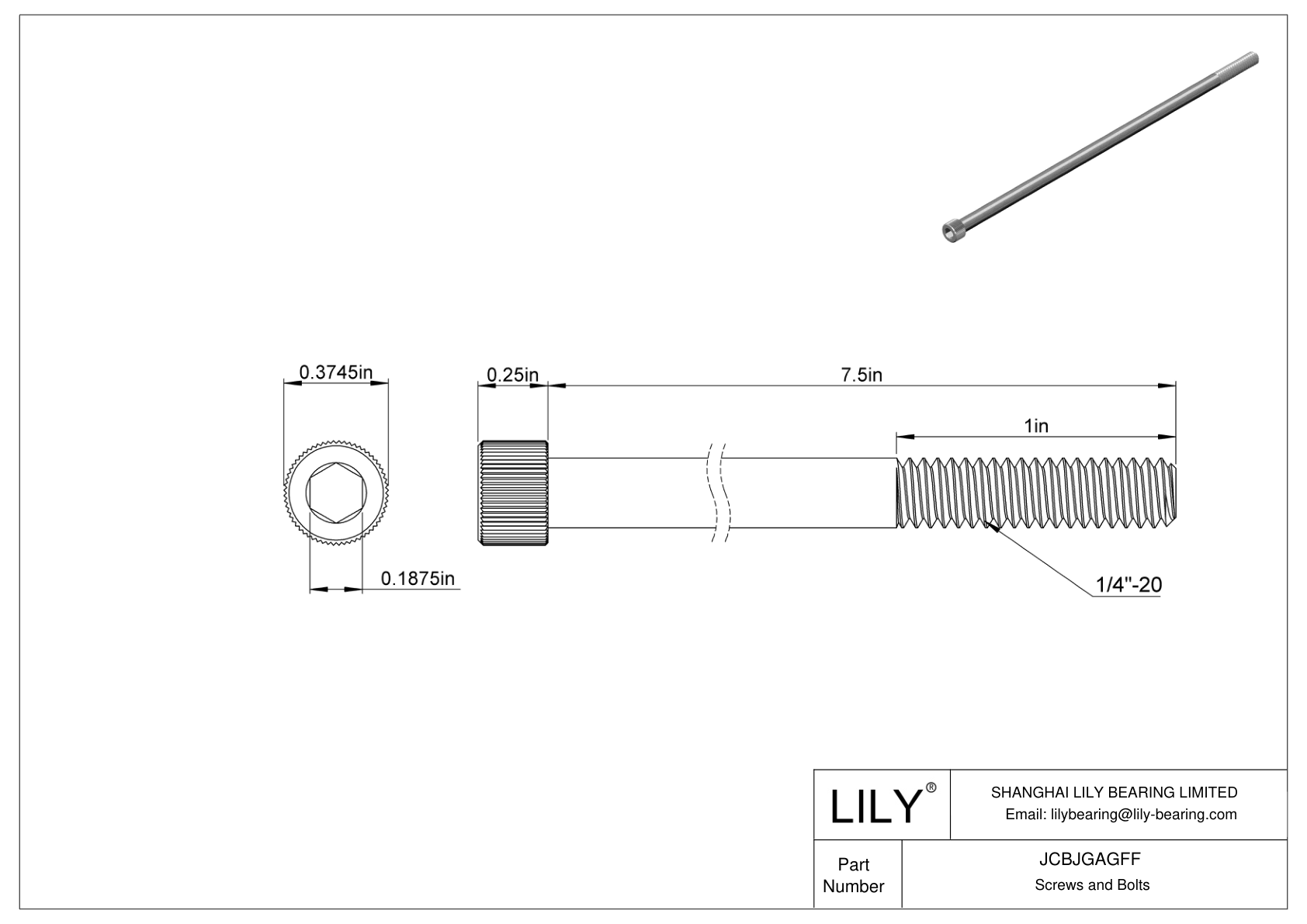 JCBJGAGFF 18-8 Stainless Steel Socket Head Screws cad drawing