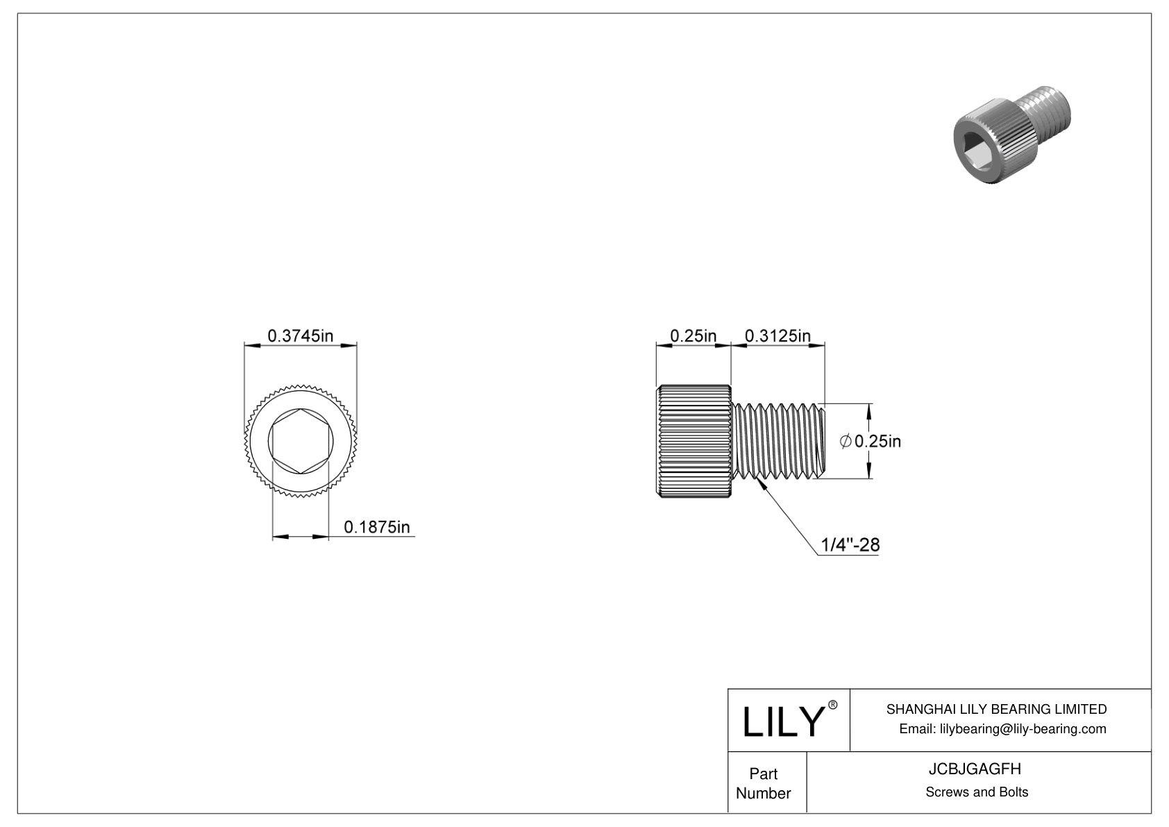 JCBJGAGFH Tornillos de cabeza cilíndrica de acero inoxidable 18-8 cad drawing