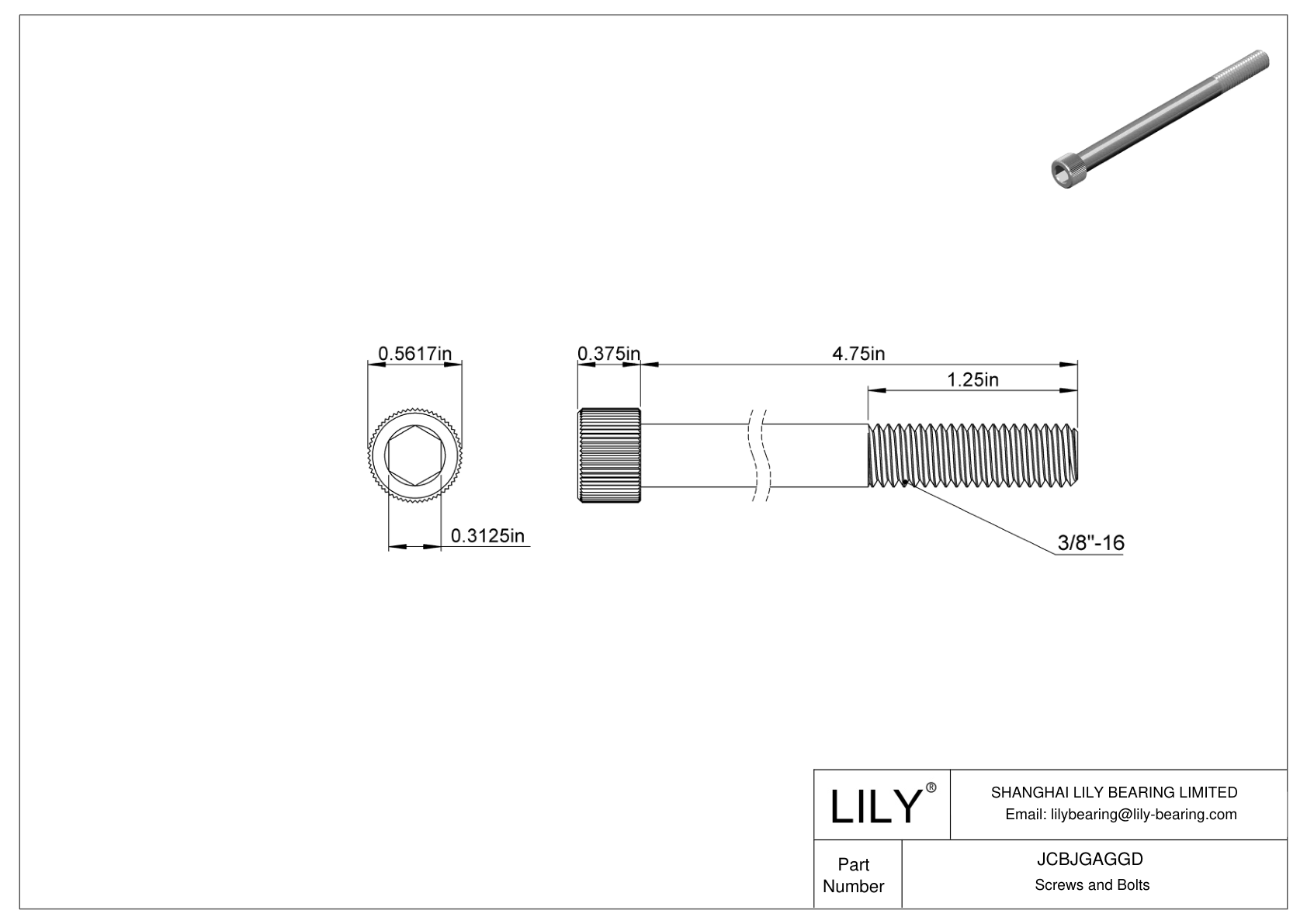 JCBJGAGGD 18-8 Stainless Steel Socket Head Screws cad drawing